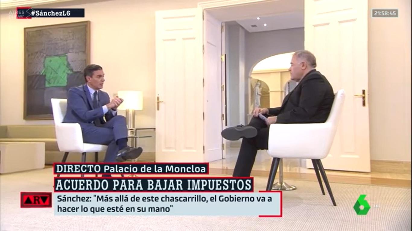El presidente del Gobierno, Pedro Sánchez, es entrevistado en laSexta. Atresmedia.