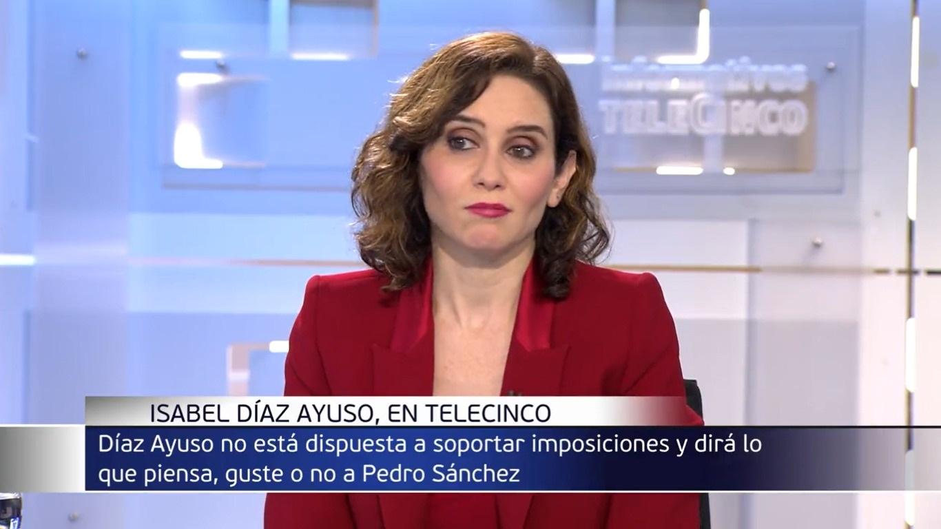 Ayuso en Informativos Telecinco. Mediaset.