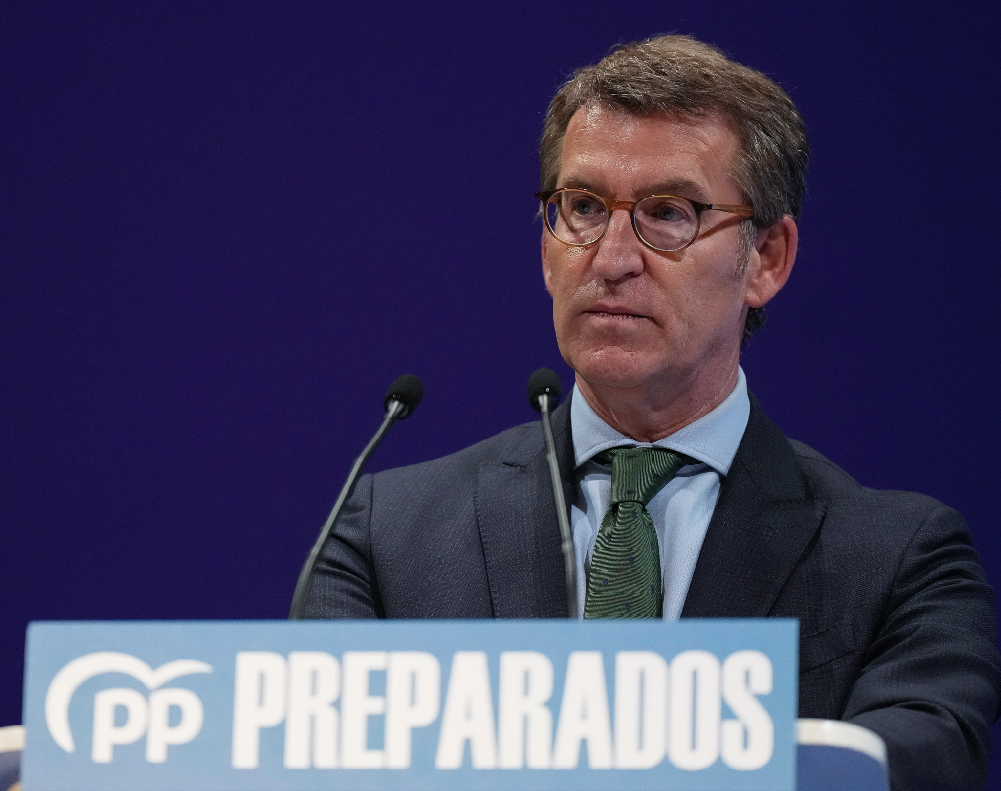 El candidato a la presidencia del PP y presidente de la Xunta de Galicia, Alberto Núñez Feijóo, en Oviedo.
