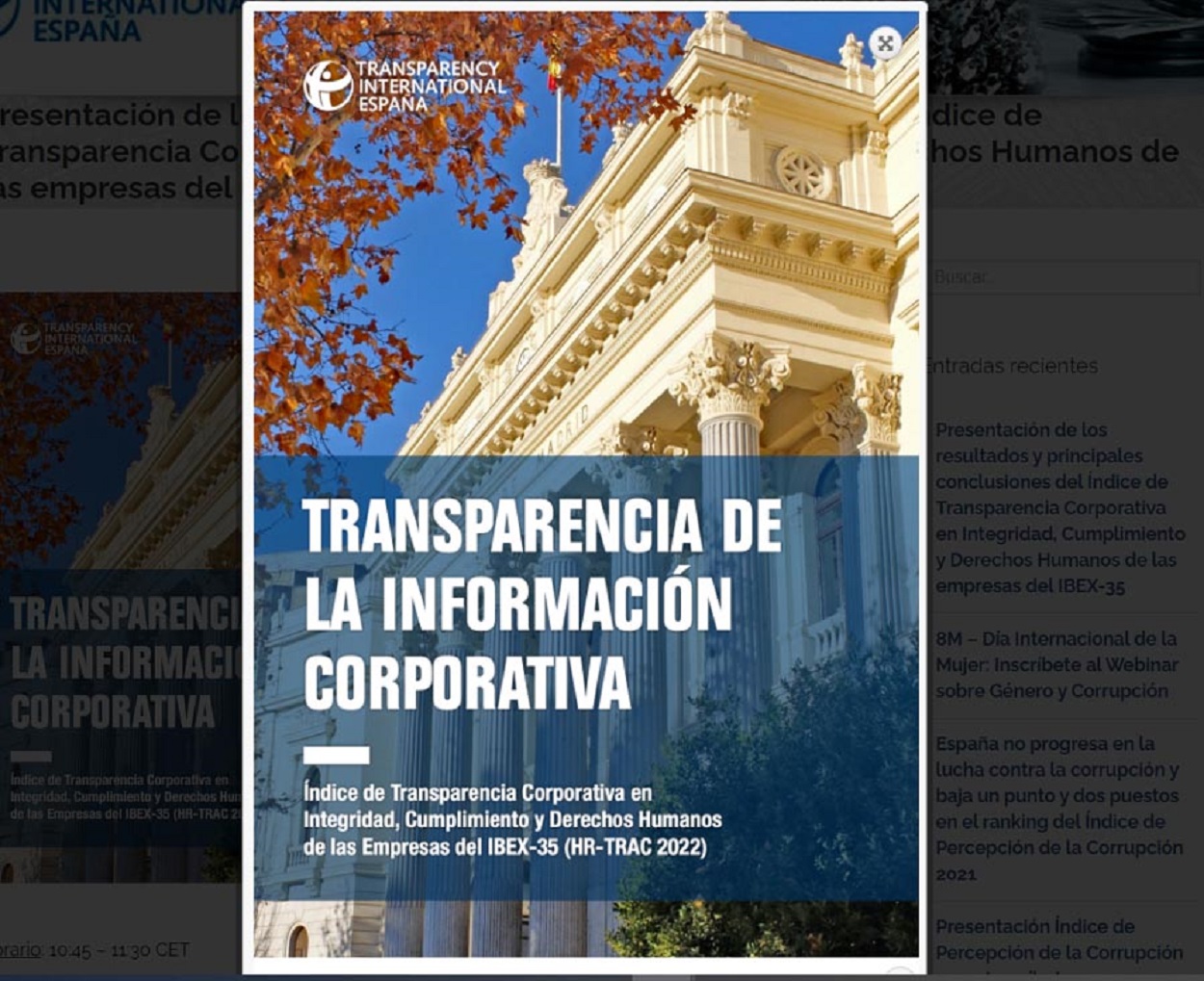 Transparency International España publica el primer índice sobre la transparencia corporativa de las empresas del Ibex 35