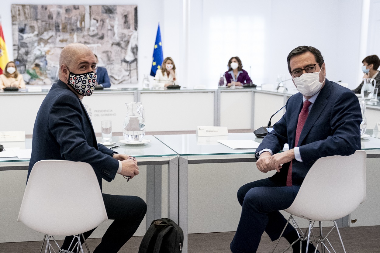 Antonio Garamendi y Unai Sordo en una reunión entre agentes sociales