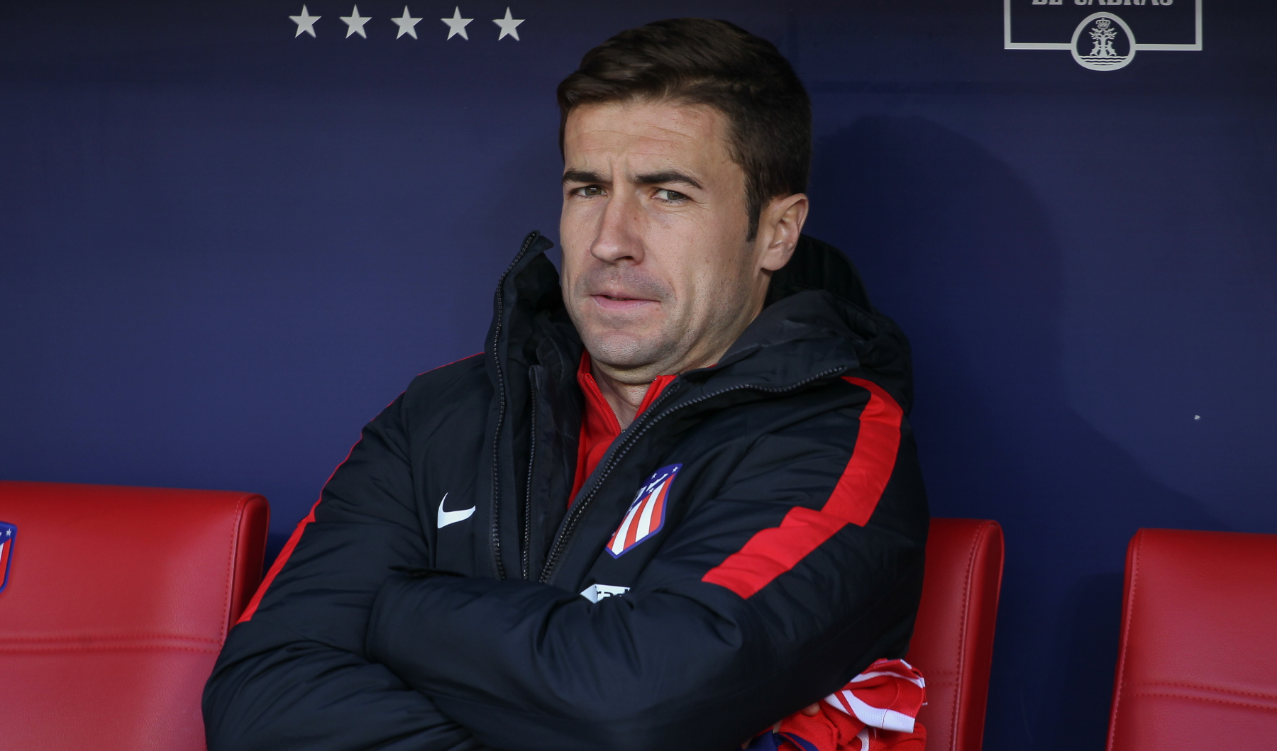 Gabi, en el banquillo del Atlético de Madrid en el Wanda en 2018, en un partido contra el Athletic de Bilbao