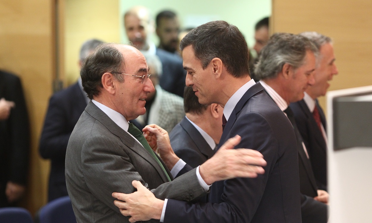 El presidente del Gobierno, Pedro Sánchez, en un encuentro anterior con Ignacio Sánchez Galán, presidente de Iberdrola. Europa Press
