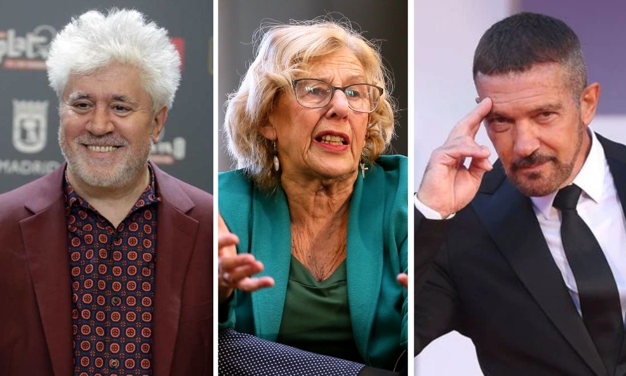 Pedro Almodóvar, Manuela Carmena y Antonio Banderas.