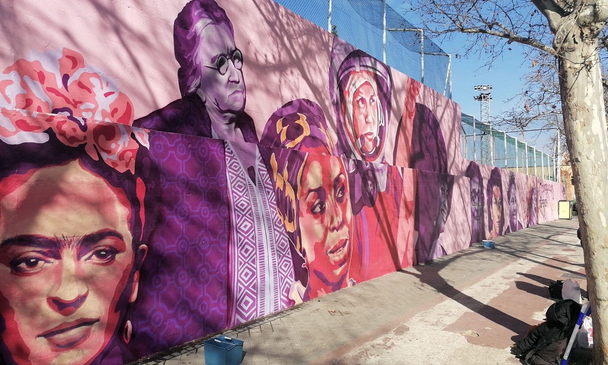 Mural feminista de La Concepción o Ciudad Lineal. Unlogic Crew.