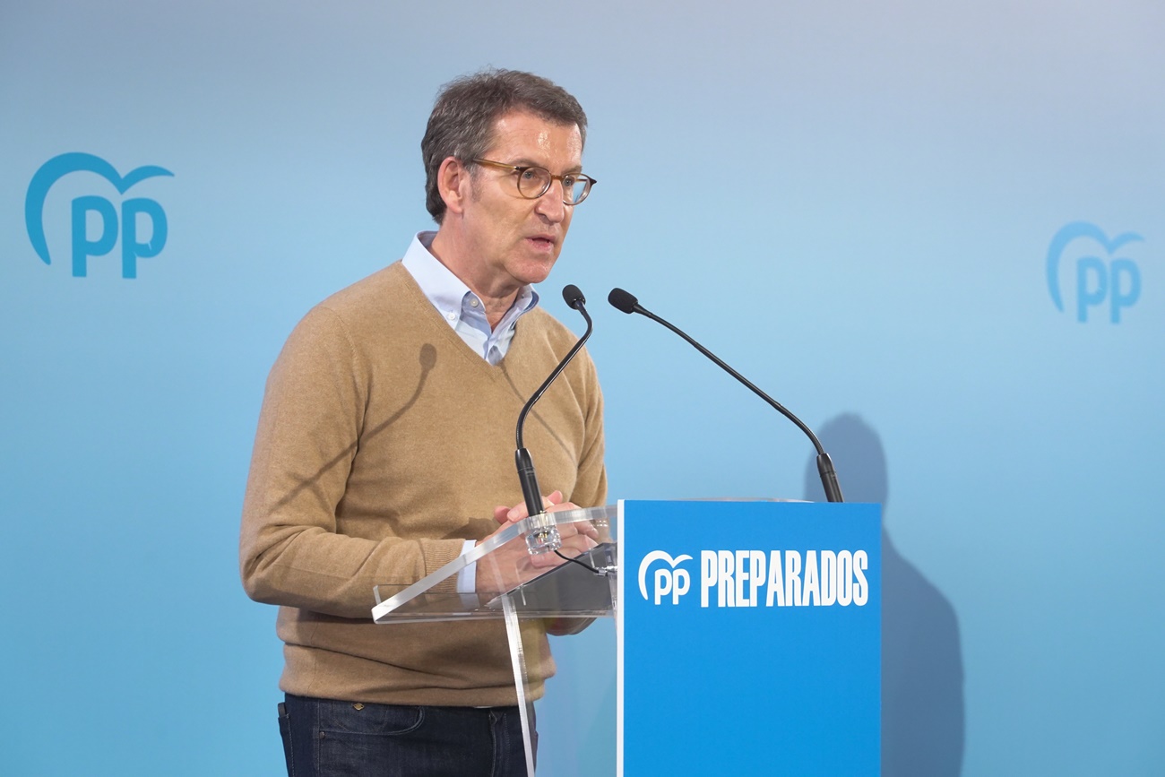 Alberto Núñez Feijóo en un acto del PP en Logroño (La Rioja).