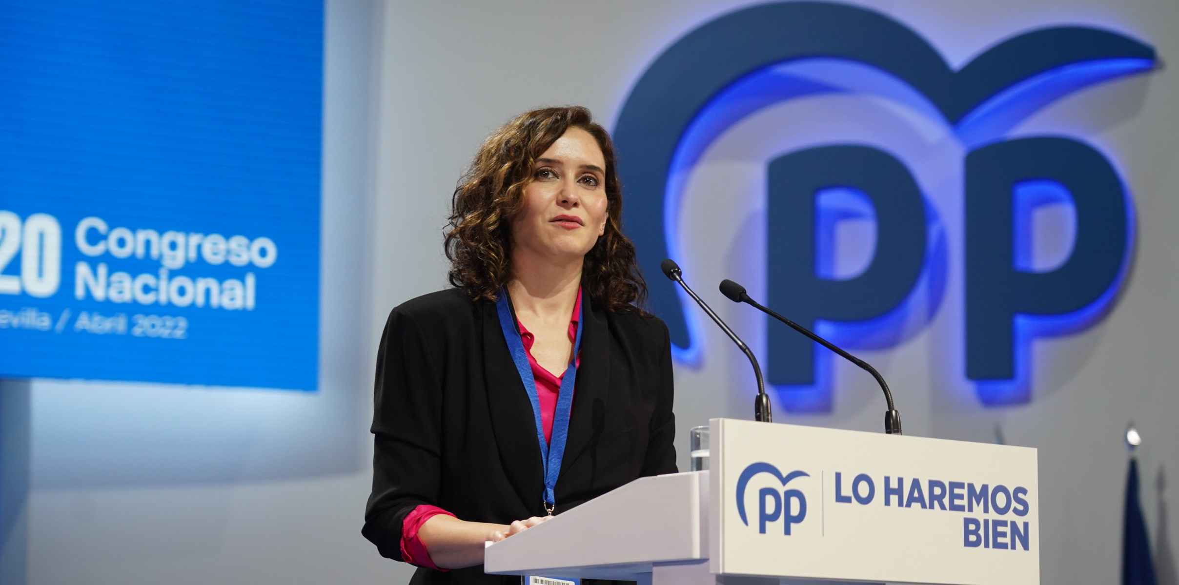 La presidenta de la comunidad de Madrid, Isabel Díaz Ayuso, durante su intervención en el XX Congreso extraordinario del PP.
