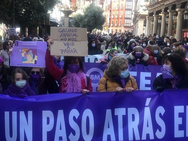 Un momento de la manifestación feminista celebrada en CyL contra PP y Vox