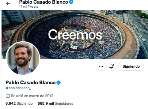 Biografía en Twitter de Casado Biografía en Twitter de Casado