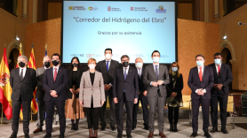 Representantes de los gobiernos autonómicos, iniciativas regionales y representantes del proyecto Shyne que impulsan el Corredor del Hidrógeno del Ebro