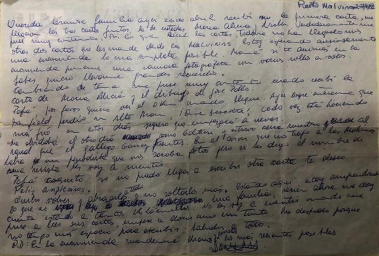 40 años guerra de las Malvinas: La carta de un soldado argentino a sus padres antes de morir: “Mandadme una cámara para llevarme grandes recuerdos”