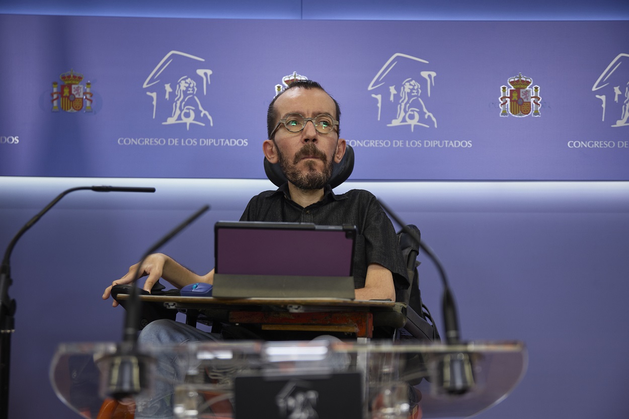 El portavoz de Unidas Podemos en el Congreso, Pablo Echenique. Fuente: Europa Press.