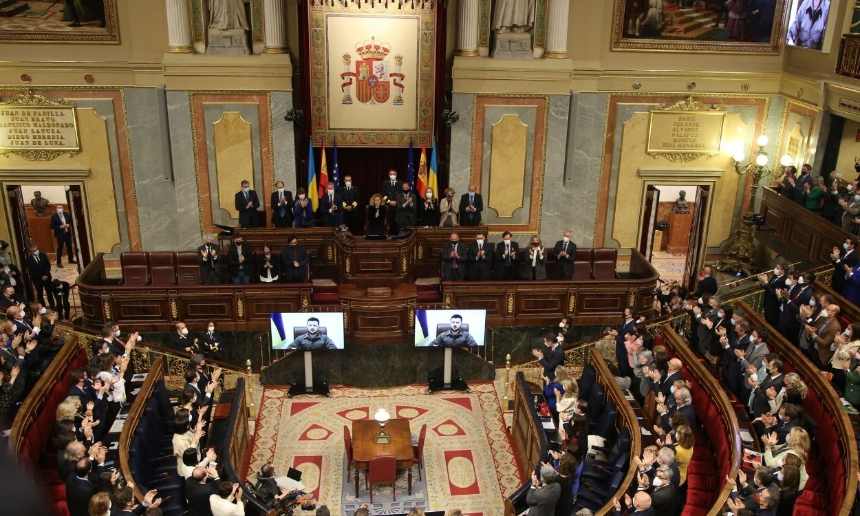 Volodímir Zelenski en el Congreso de los Diputados. EP