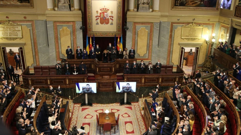 Volodímir Zelenski en el Congreso de los Diputados. EP