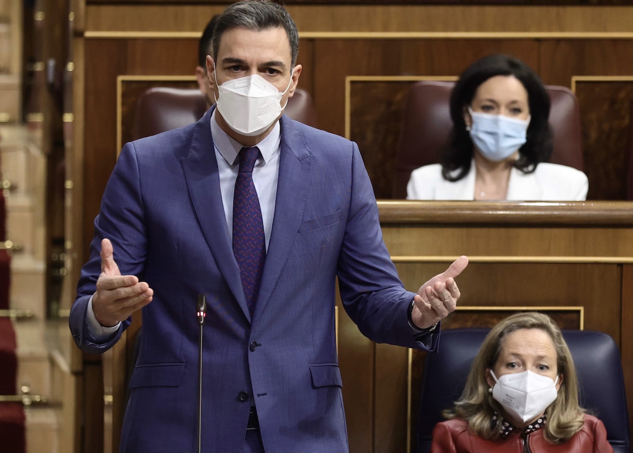 El presidente del Gobierno, Pedro Sánchez, en una sesión de control