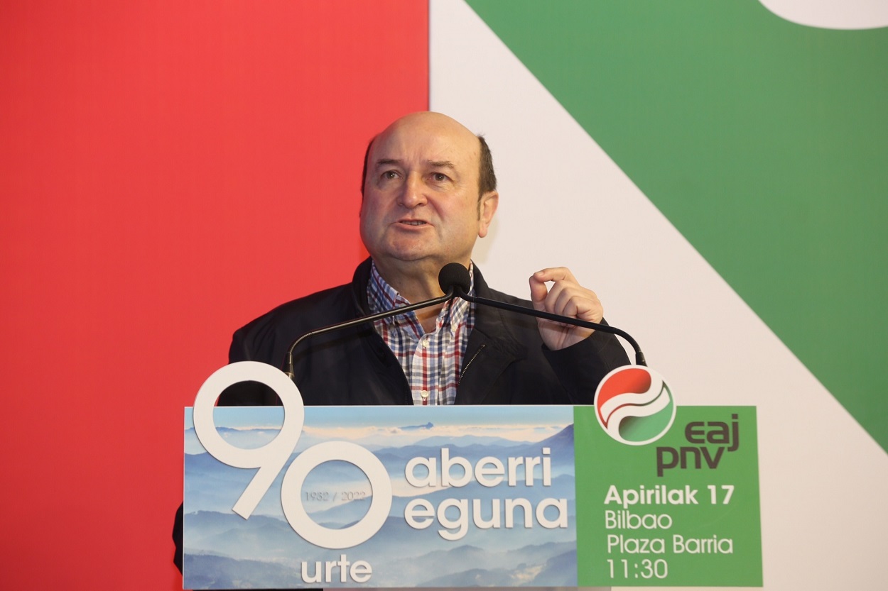 El presidente del EBB del PNV, Andoni Ortuzar, en Gatika (Bizkaia)