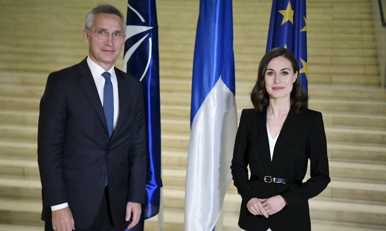 El secretario general de la OTAN, Jens Stoltenberg, y la primera ministra de Finlandia, Sanna Marin. EP