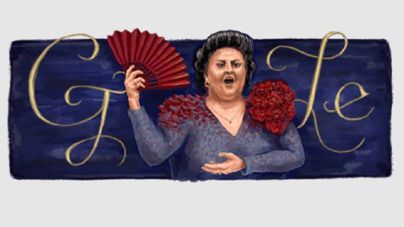 Doodle que Google le ha dedicado a la soprano Montserrat Caballé