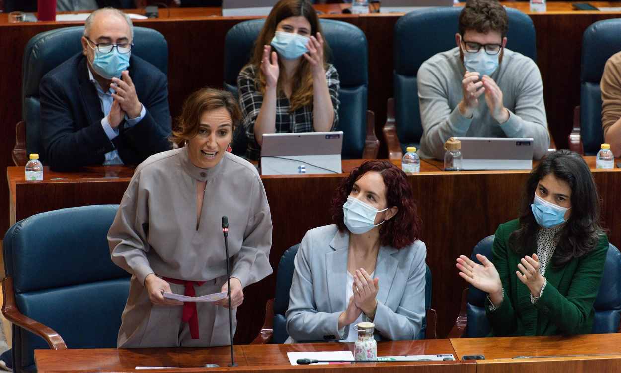 La portavoz de Más Madrid, Mónica García, en un pleno en la Asamblea de Madrid. EP