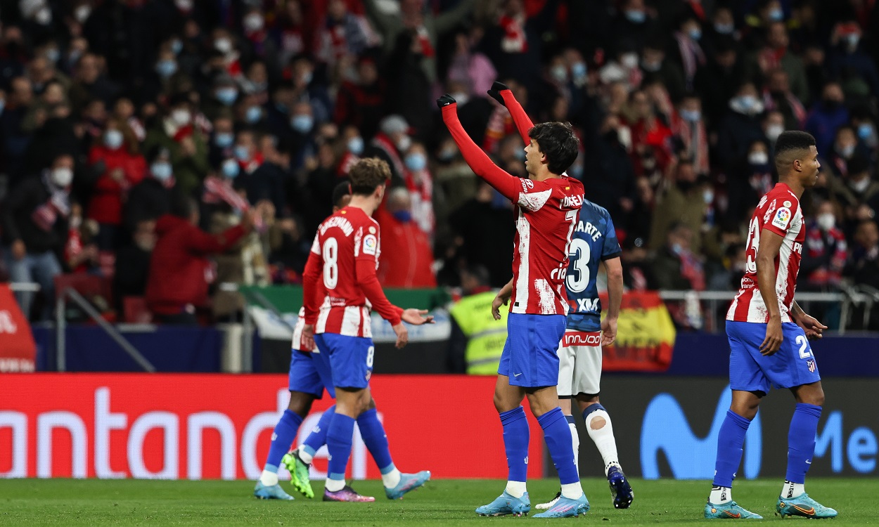 El Atlético de Madrid, durante un partido en el Wanda Metropolitano. EP