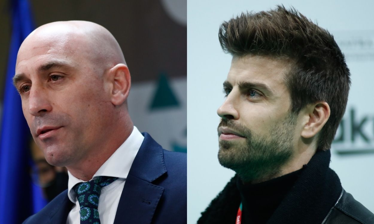 El presidente de la RFEF, Luis Rubiales, y el exjugador del FC Barcelona Gerard Piqué