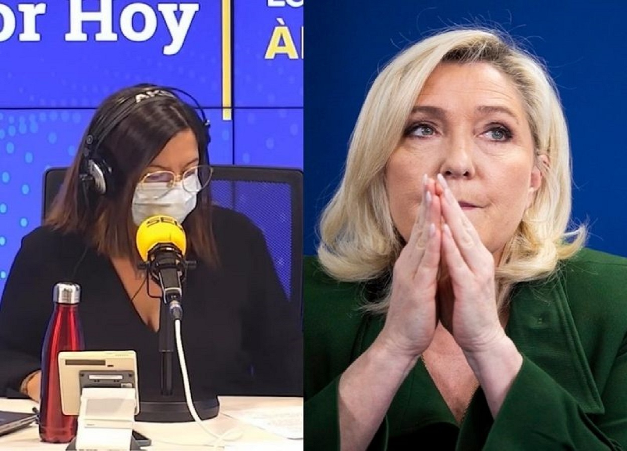 La periodista Àngels Barceló y la candidata de Agrupación Nacional, Marine Le Pen