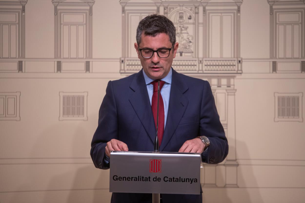 El ministro de Presidencia Féliz Bolaños realiza declaraciones tras una reunión para esclarecer el supuesto monitoreo a secesionistas catalanes