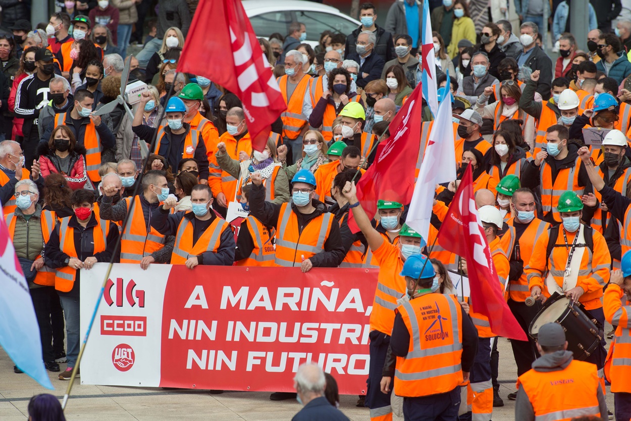 Imagen de una de las protestas llevadas a cabo por la plantilla de trabajadores de Alcoa en A Mariña (Foto: Europa Press/Archivo).