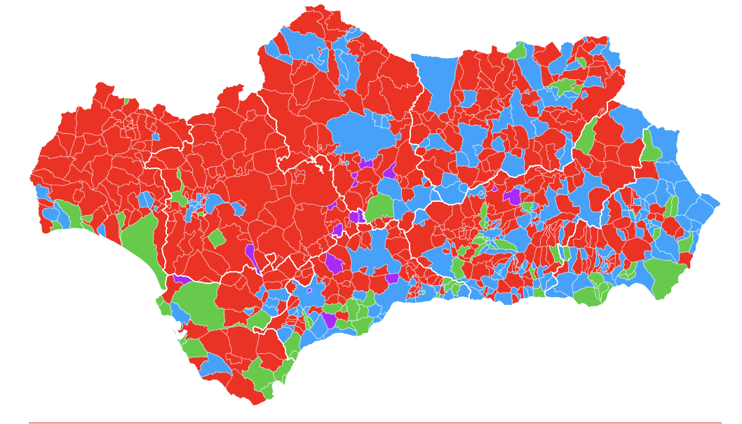 ElectoPanel Andalucía: partido más votado por municipio. EP