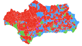 ElectoPanel Andalucía: partido más votado por municipio. EP