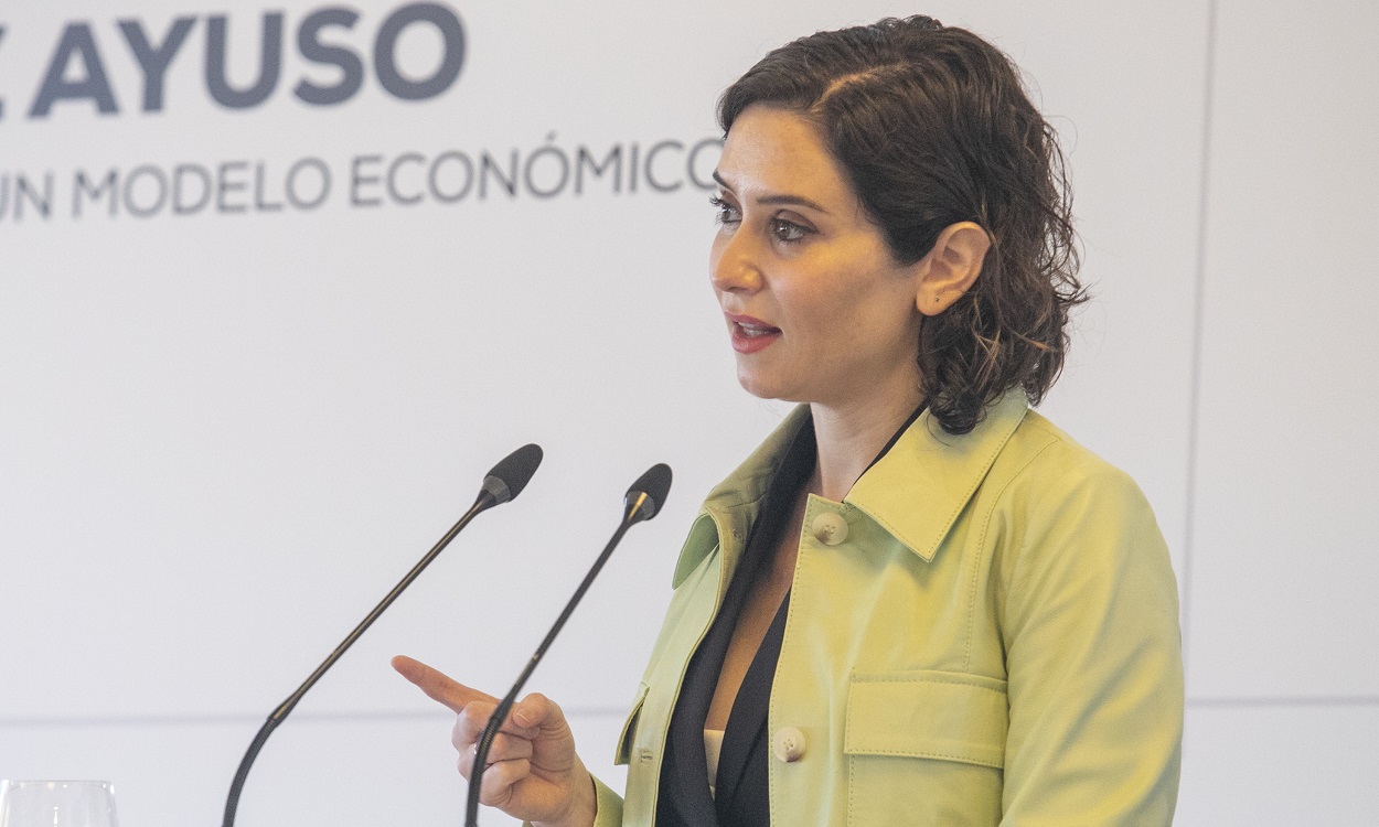 Isabel Díaz Ayuso, presidenta de la Comunidad de Madrid, en un encuentro con empresarios en Gijón, Asturias. EP