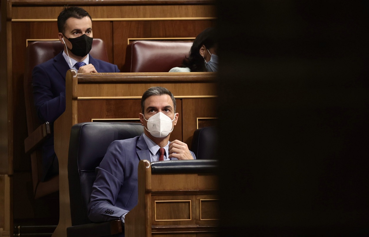 Héctor Gómez y Pedro Sánchez, en una imagen de archivo. Fuente: Europa Press.