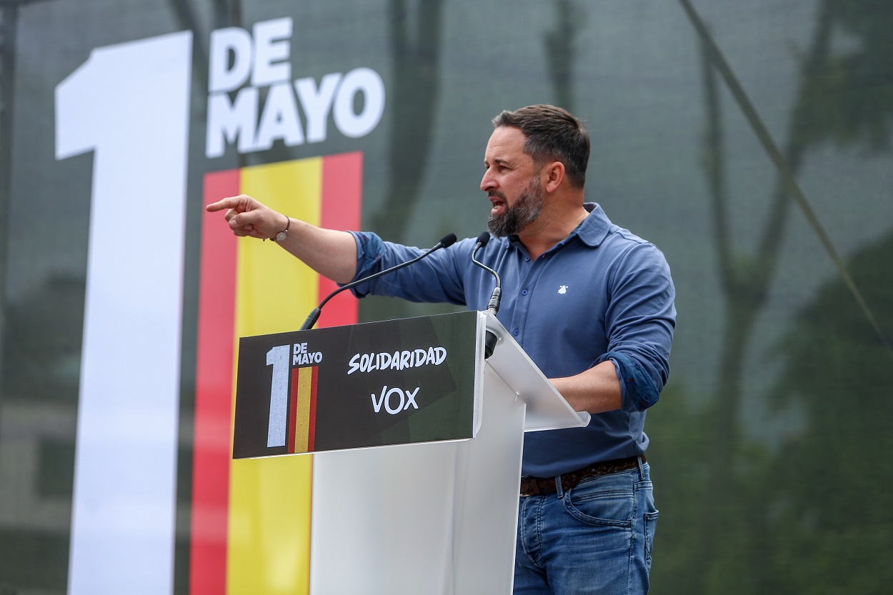 Santiago Abascal en una concentración del sindicato Solidaridad durante el 1 de mayo de 2021. Europa Press