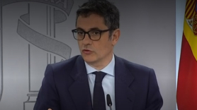 Félix Bolaños durante la rueda de prensa en la que ha hecho público las intrusiones con Pegasus de los teléfonos de Sánhez y Robles