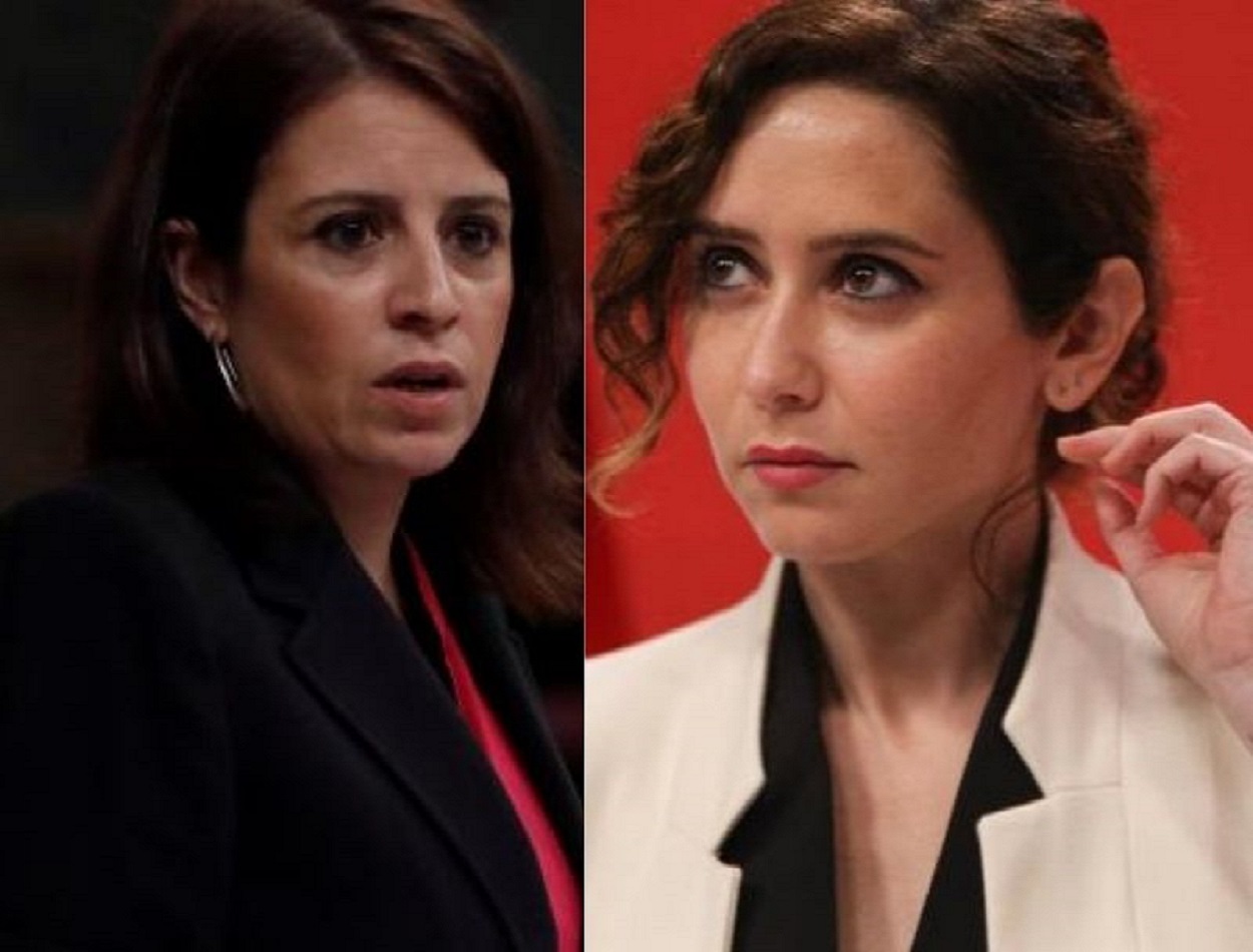 La vicesecretaria general del PSOE, Adriana Lastra, y la presidenta de Madrid, Isabel Díaz Ayuso. Canva