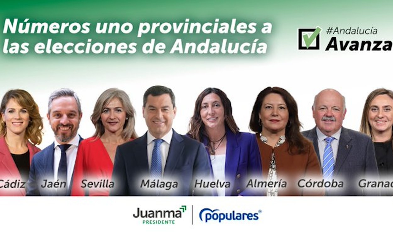 Los números uno del PP en las ocho provincias andaluzas.