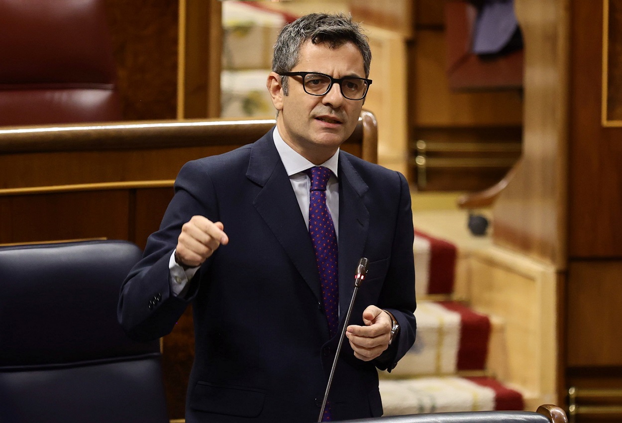 El ministro de la Presidencia, Félix Bolaños, en el Congreso de los Diputados. EP