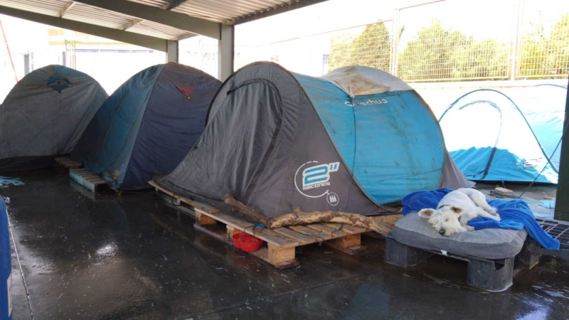 Campamento a la interperie de los trabajadores. Fotografía tomada por los trabajadores.