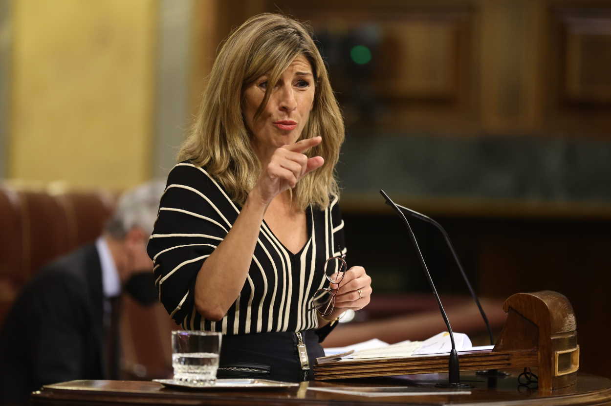 Yolanda Díaz durante la sesión de control al Gobierno