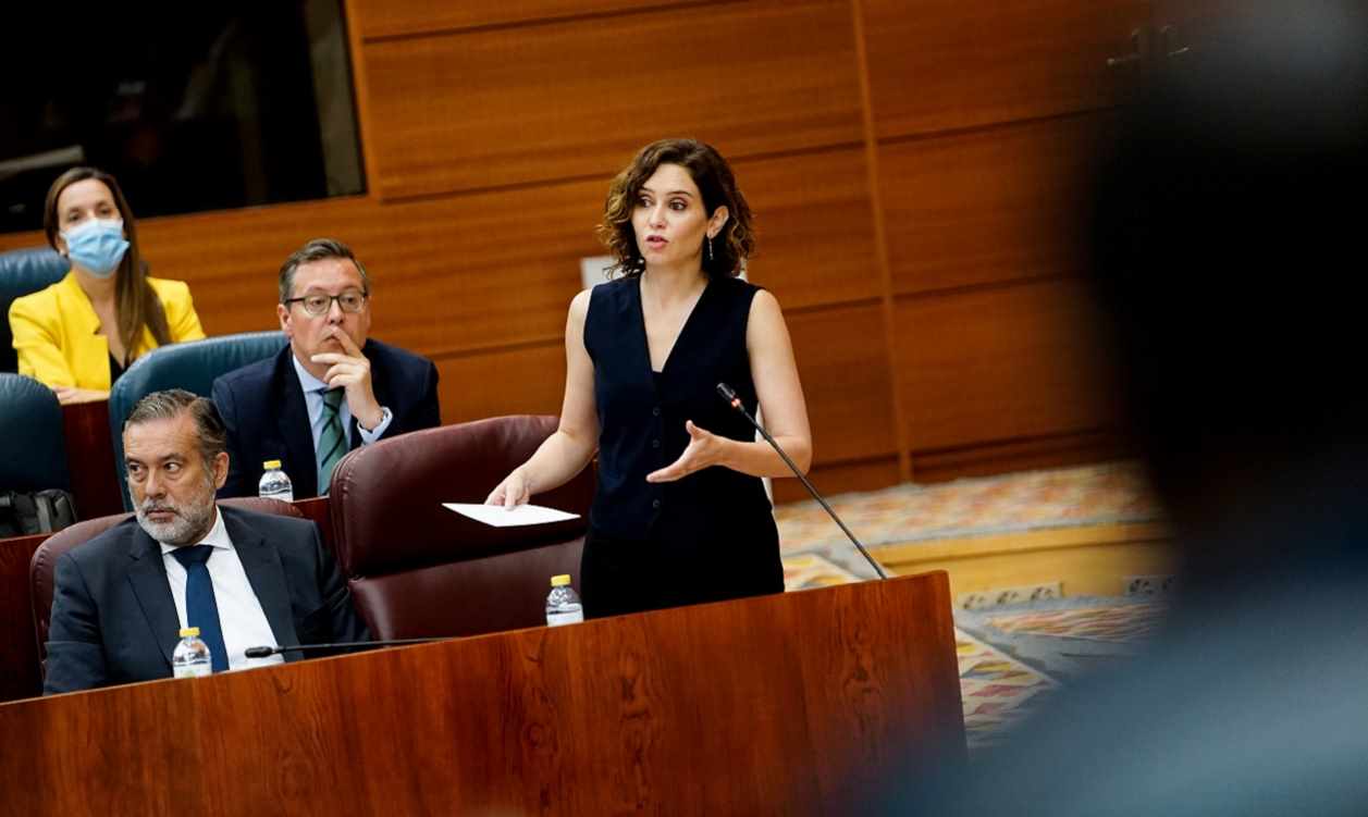 Isabel Díaz Ayuso, presidenta de la Comunida de Madrid, en el pleno de la Asamblea. EP
