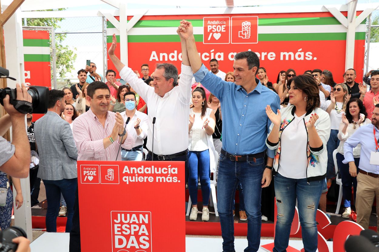 Francisco Reyes, Juan Espadas, Pedro Sánchez y Ángeles Férriz, hoy en Jaén.