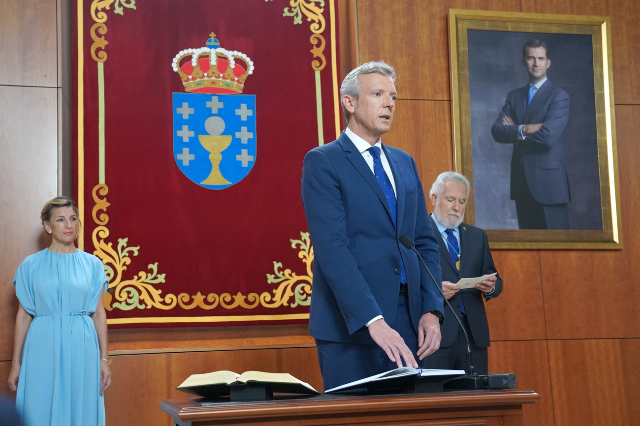 Alfonso Rueda durante la toma de posesión del cargo de presidente de la Xunta de Galicia