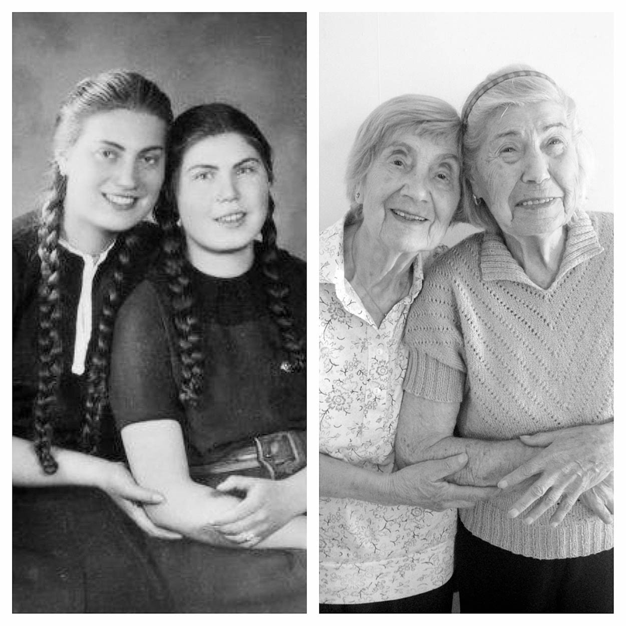 El antes y el después de las hermanas Berkovic, fotografiadas en 2013 tras 72 años. Copyright Tom Areton