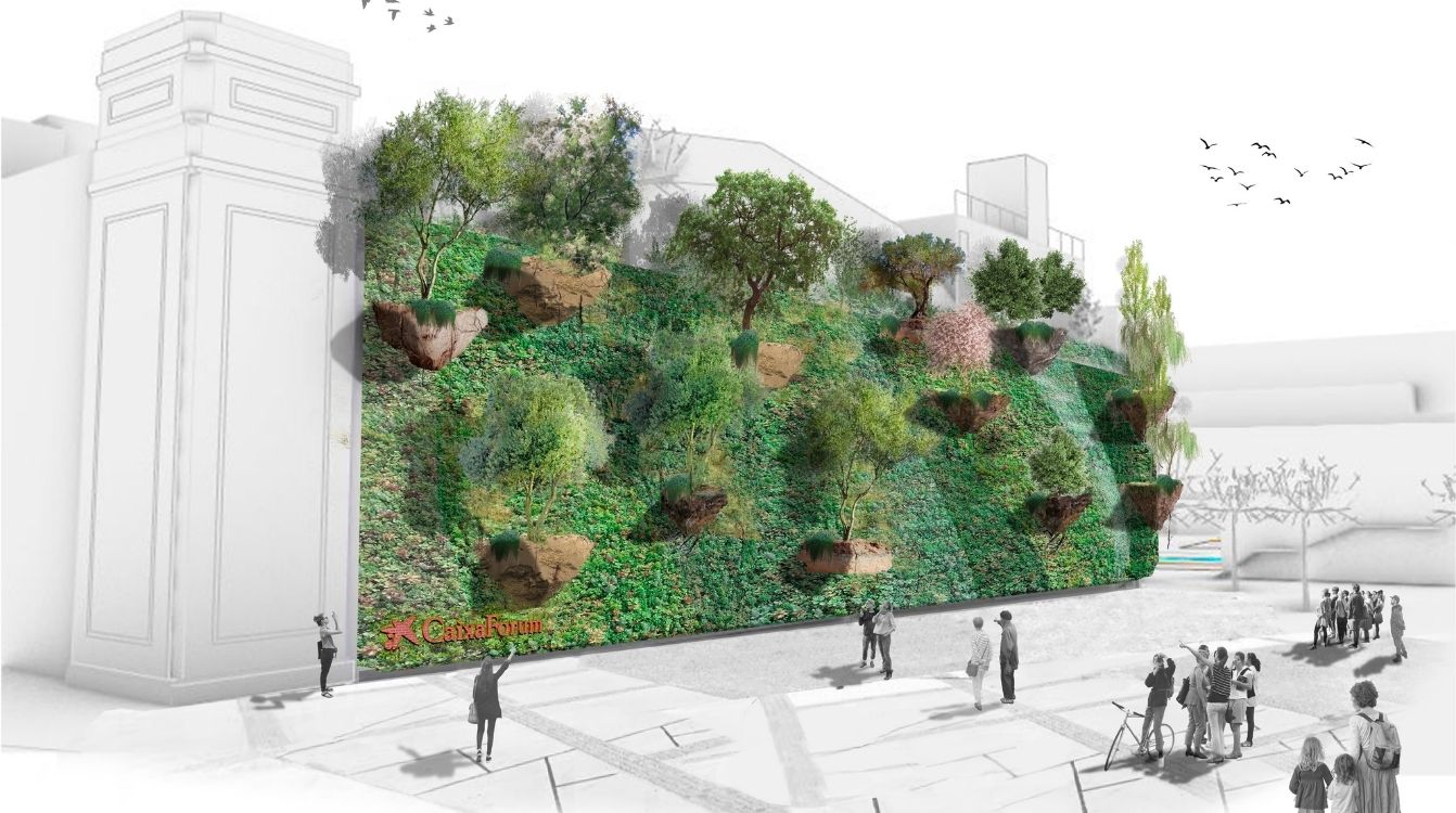 El primer bosque vertical con árboles en suspensión estará situado en la entrada de CaixaForum Barcelona