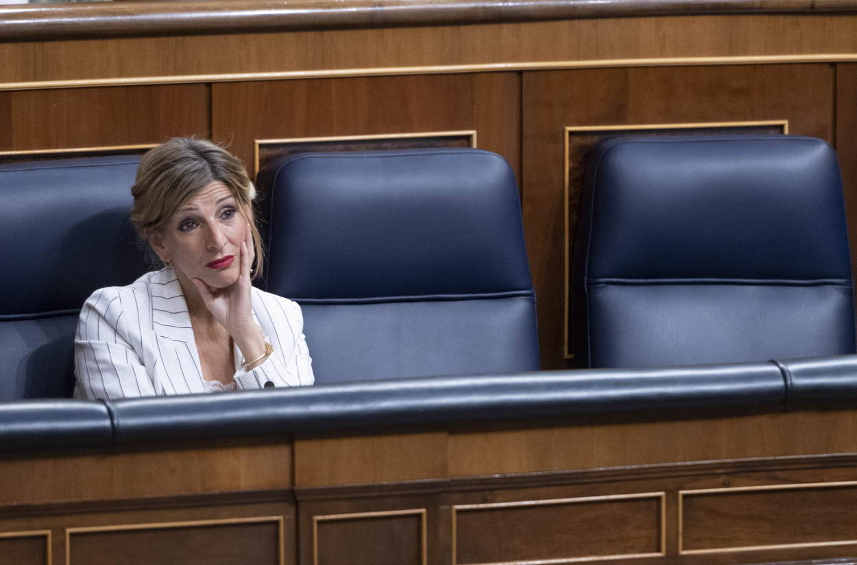 Yolanda Díaz durante la sesión de control al Gobierno