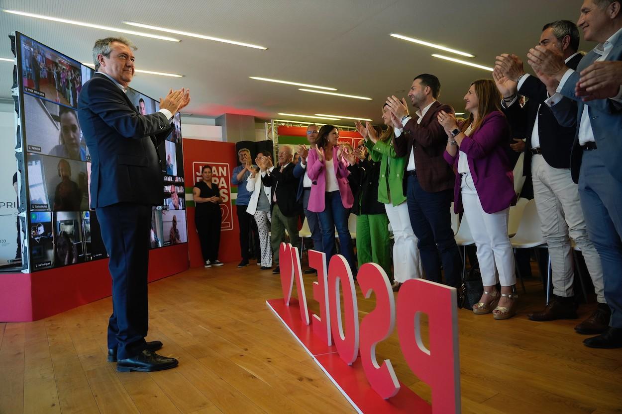 Juan Espadas en la presentación hoy del programa socialista.