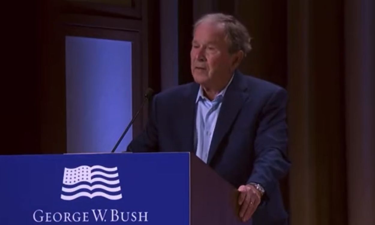 George W. Bush, durante su discurso de un acto en Dallas