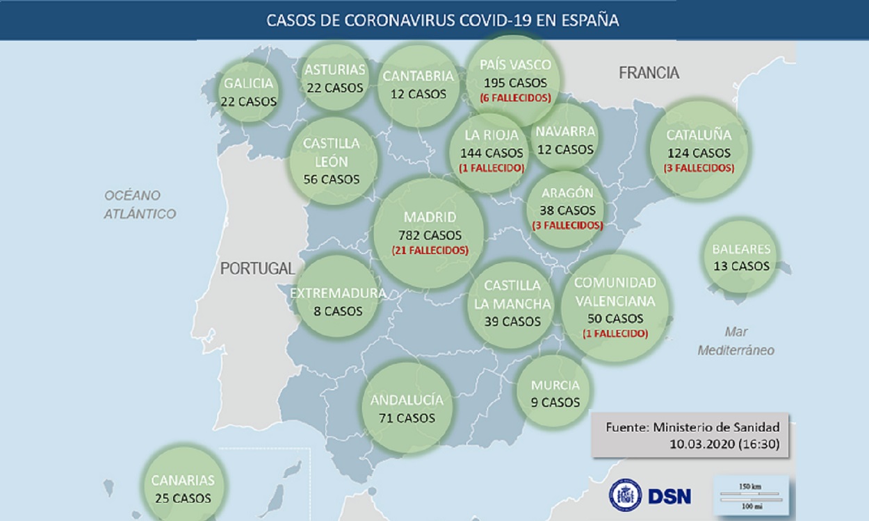 Incidencia del Covid a 10.03.2020. DSN Incidencia del Covid a 10.03.2020. DSN