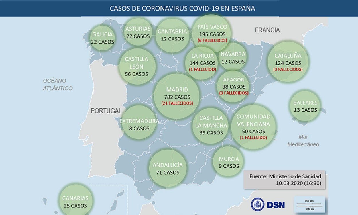 Incidencia del Covid a 10.03.2020. DSN