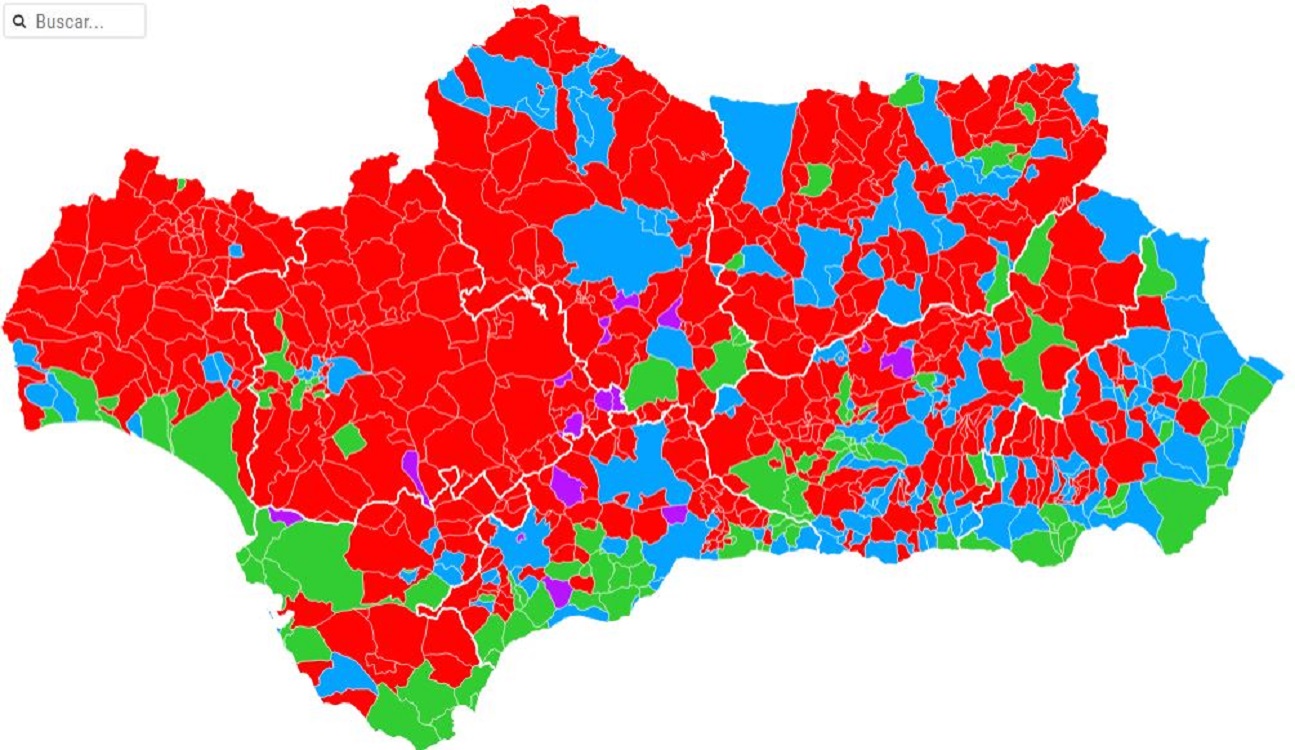 Estimación de voto por municipios en Andalucía. ElectoPanel
